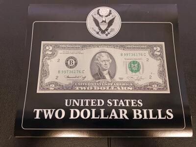 1976 $2 Bill Uncut 8-Note Sheet & Single Display, Thomas Jefferson, Declaration Reverse, B99736176C