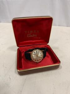 Timex Electric Vintage Men's Watch, Gold-Tone Case, Silver Dial, Boxed, Kretsler Band