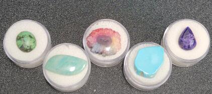 (5) Natural Gemstones Cabochons