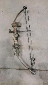 Martin Compound Bow with Woodland Camouflage, Multi-Pin Sight, and Quiver Bracket