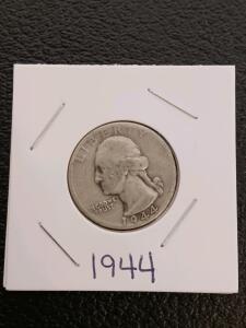 1944 Washington Quarter 90% Silver, 25&cent;, United States, No Mint Mark, Circulated