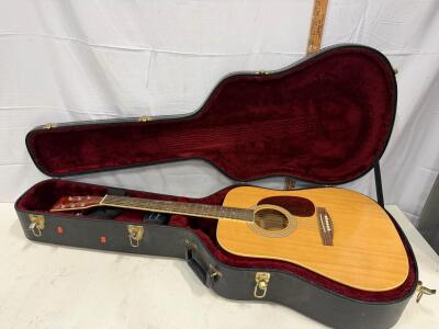 Burwood JUW-41F Dreadnought Acoustic Guitar, Spruce Top, Rosewood Fretboard, Hard Case