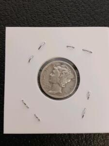 1945 Mercury Dime, 90% Silver, Philadelphia Mint, Circulated, Winged Liberty Head 10&cent; Coin