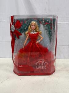 2018 Holiday Barbie Doll, 30th Anniversary, Barbie Signature, Blonde, UPC 887961631975, FRN69