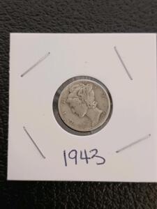 1943 Mercury Dime, 90% Silver, United States, Winged Liberty Head