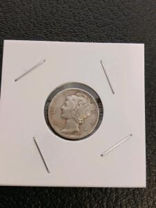 1945 Mercury Dime, 90% Silver, Circulated Condition