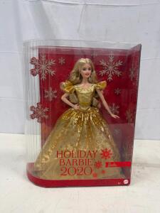2020 Holiday Barbie Doll by Mattel, Gold Dress, Collector&rsquo;s Edition, Factory Sealed, 12 Inch