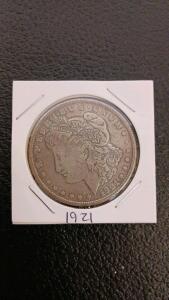 1921 Morgan Silver Dollar, Liberty Head, United States One Dollar Coin, 90% Silver
