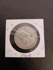 1963 Franklin Half Dollar, 90% Silver, Benjamin Franklin, Liberty Bell Design