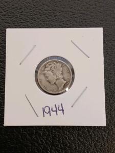 1944 Mercury Dime, 90% Silver, Circulated Condition