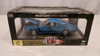 M2 Machines 1:24 1970 Ford Mustang Boss 302 Die-Cast, 50th Anniversary, Limited 5,000, Blue