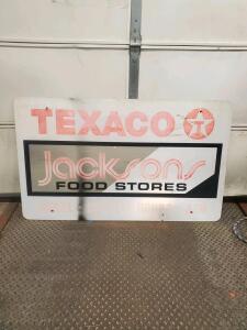 Vintage Texaco Jacksons Food Stores Gas Station Sign with Texaco Star Logo 36"x59" (R-1)