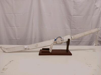 Large Fantasy/Anime Sword Replica with Serrated Blade and White Cloth Wrap