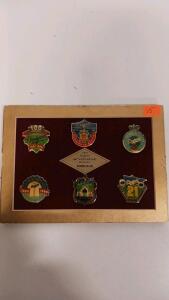 1990 Dodgers 100th Anniversary Pin Set by UNOCAL 76 &ndash; 6 Pins, Original Display, MLB Collectible