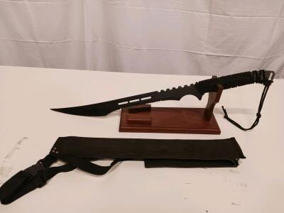 Fixed Blade Tactical Survival Knife with Paracord Handle, Sawback Spine, and Sheath