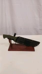 Survival Knife/Machete with 7" Sawback Blade and Olive Drab Handle