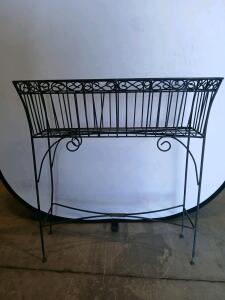 Ornate Wrought Iron Planter Stand with Scrollwork Design, Approx. 36&ndash;40" L x 10&ndash;12" W x 30&ndash;35" H