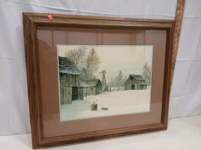 Gene Speck "Barns Galore" Framed Print 13x22 Oak Walnut-Stained Frame, Academy Arts 8656