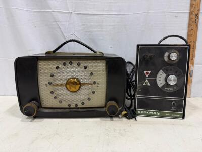 Zenith Model 4838 Tabletop AM Tube Radio (1956) & Beckman SD-227 Solu-Bridge Conductivity Meter Sp-7