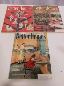 Lot of 3 Better Homes and Gardens Magazines - Dec 1955, Feb 1955, May 1955, Mid-Century Design