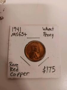 1941 Lincoln Wheat Cent, MS65+ Red, Philadelphia Mint, 95% Copper Composition