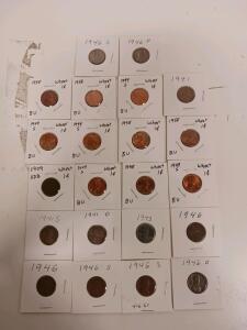 Lincoln Wheat Penny Collection &ndash; 1909 VDB, BU 1944-S, 1958, Multiple Mint Marks, 2x2 Holders