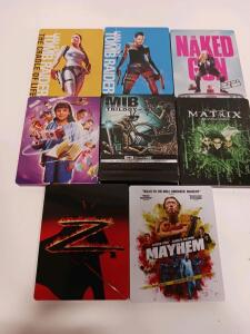 Lara Croft Tomb Raider SteelBook Set, MIB Trilogy 4K, Matrix Revolutions, Mayhem, Naked Gun, More