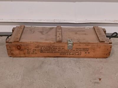 US Military 105mm Howitzer Wooden Ammunition Crate, 1971, Model M1, SN 1315-028-4859-C445 (Sp-16)