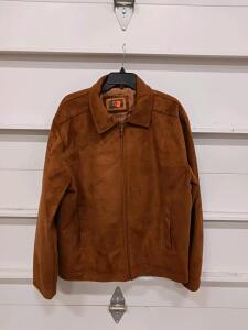 Emporio XL Brown Faux Suede Men's Zip Jacket Classic Bomber Style Italy Worldwide Design (sp-25)