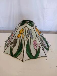 Tiffany-Style Stained Glass Lamp Shade with Irises Design, 16" Diameter, Multi-Color Glass