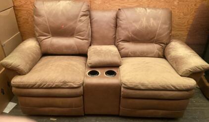 Brown Manual Reclining Loveseat with Console, Cup Holders, and Storage 75x38x42&rdquo; ( Trailer 1 )