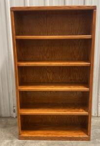 Oak 5-Shelf Bookcase, 72"x40"x12", Gloss Finish, Fixed Shelves ( Trailer 1 )