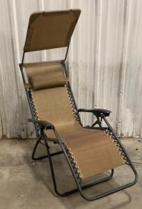 Folding Zero Gravity Recliner Lounge Chair, Steel Frame, Brown, Sunshade, Pillow, 250 lb Capacity ( Trailer 1 )