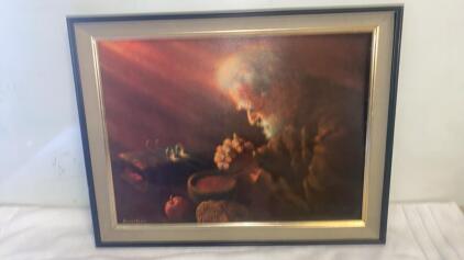 Grace Praying Man Framed Print, Artist-Signed, 27x22" Gold/Black Wood Frame ( SP 18 )