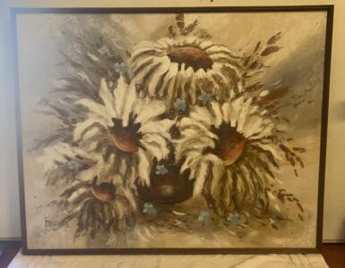 Ferrante Signed Large Floral Painting, Impressionist Style, 52&rdquo;x42&rdquo;in Canvas, Framed ( SP 18 )