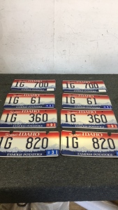 (8) Idaho License Plates
