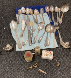 Silver Plated Silverware, Salt and Pepper Shakers, Tie Clips and More