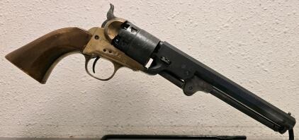 FIE1851 Navy Brass Frame Black Powder Revolver, .44 Cal, 7.5" Barrel, SN: 2455, 1973 Italian Proof