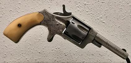 Hopkins & Allen Blue Jacket No. 2 .32 Rimfire Engraved Revolver, Nickel/Ivory-Style Grip