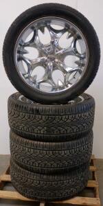 22" Chrome Alloy Wheels With 305/40R22 Tires, Set Of 4, 114V XL Load, Excellent Tread