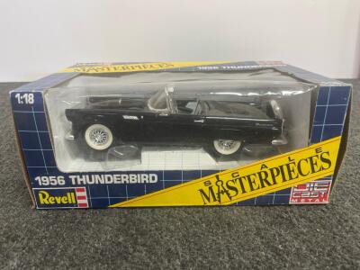 Revell 1:18 Scale 1956 Ford Thunderbird Die-Cast Model &ndash; Black, Opening Hood & Doors, Steerable Wheels