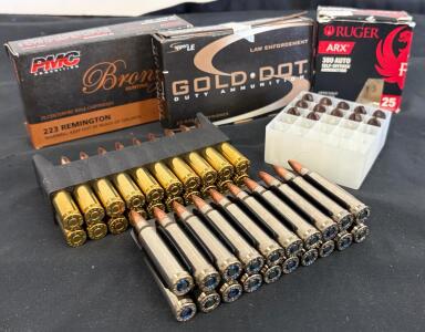 PMC .223 Rem 55gr PSP, Speer Gold Dot .223 Rem 62gr GDSP, Ruger ARX 380 Auto Ammo