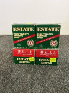 Estate 28 Gauge 2-3/4" #6 High Velocity Hunting Load, 3/4 Oz, 1295 FPS, 4 Boxes, About 100 Shells