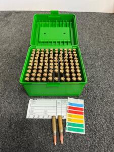 100 Rounds .308 Win Match, 168gr Nosler Ballistic Tip, Handloads, MTM Case-Gard R-100 Box