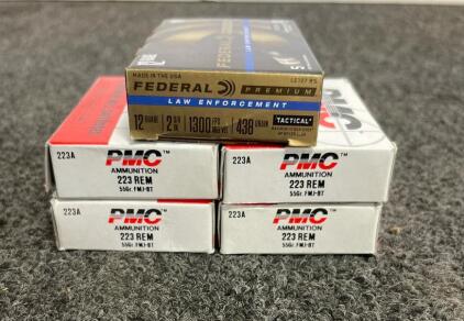 PMC .223 Rem 55gr FMJ-BT 80 Rounds & Federal 12 Gauge LE127 RS Tactical Slug 5 Rounds Ammo