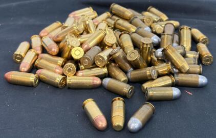 Mixed .45 ACP FMJ & LRN Ammo, Mixed Headstamps (PMC/Winchester), Approx. 90 Rounds, Loose Brass