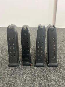 4 Glock Factory .40 S&W Magazines - Three 10-Round, One 12-Round, Fits Glock 22/23/24/27/35