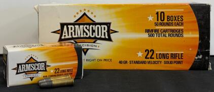 Armscor Precision .22 LR 40gr Solid Point Rimfire Ammunition, 500 Rounds (10x50 Box)