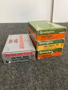 Remington 444 Marlin Unprimed Brass (3 Boxes), Winchester 300 Win Mag 180gr Power-Point