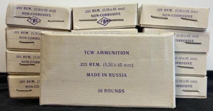 TCW .223 Remington (5.56x45mm) Non-Corrosive Russian Ammo, 20 Rounds/Box, FMJ, Steel Case